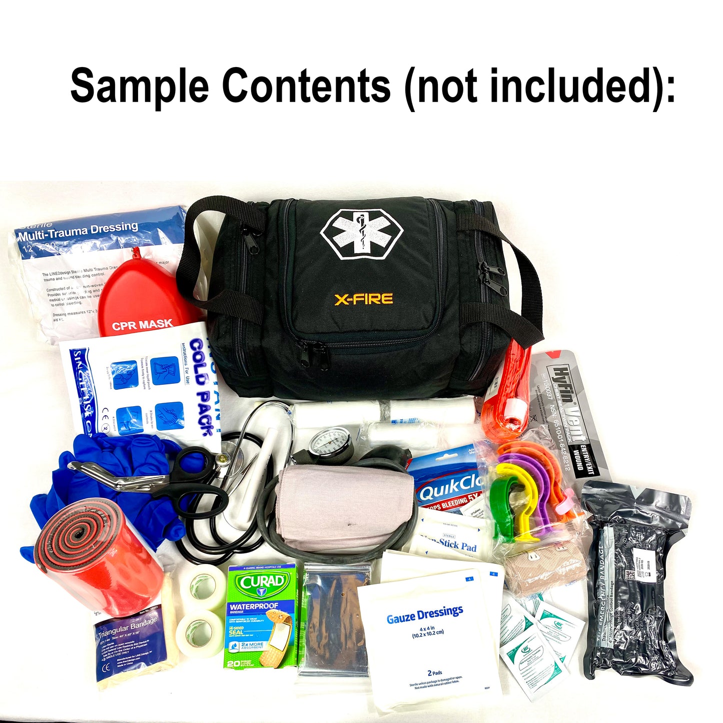 X-FIRE Compact (12"x8"x5.5" inches) EMS First Responder Trauma Essentials Bag (EMPTY)
