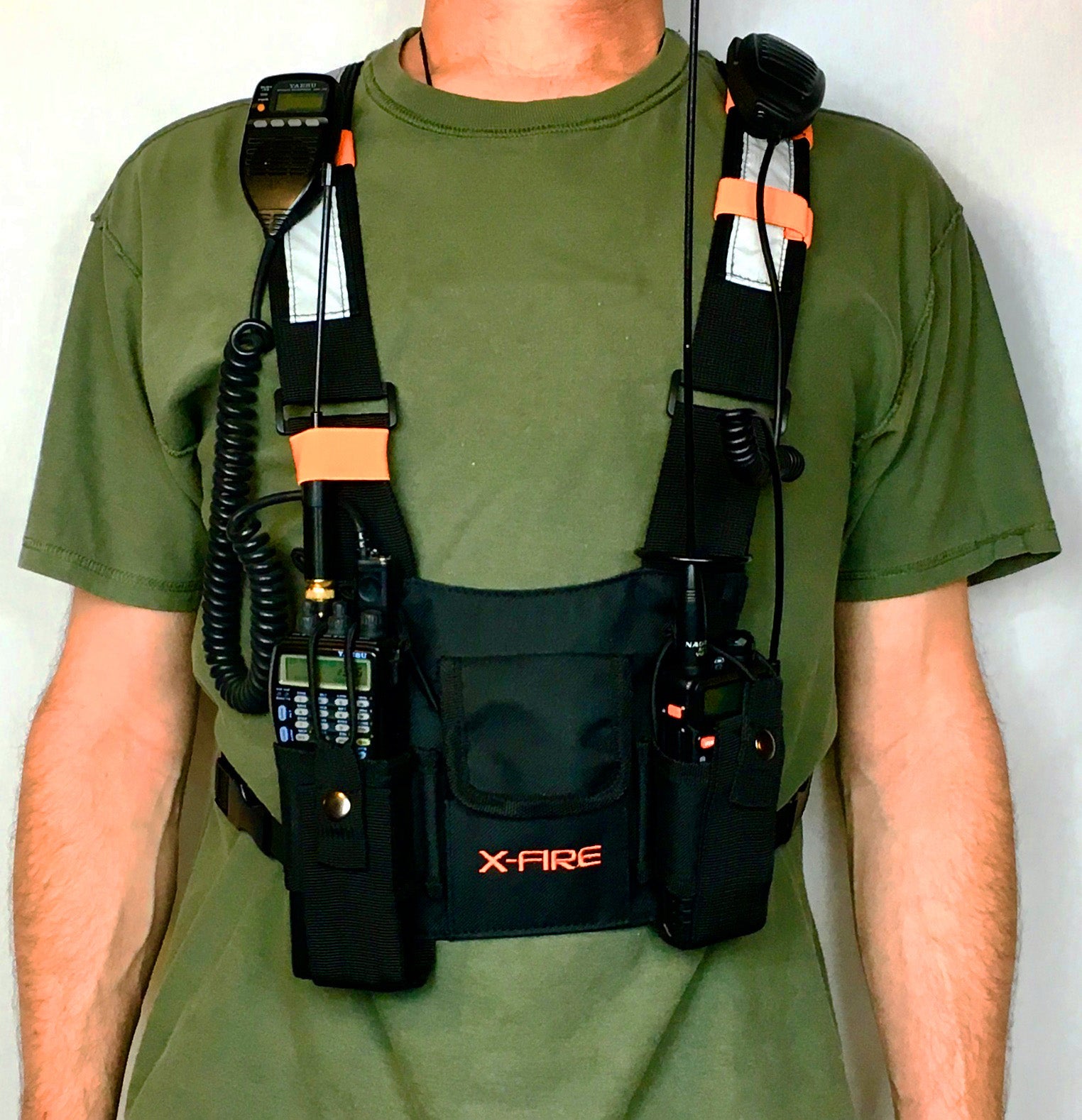 X-FIRE® Dual Portable Radio Chest Rig Harness for Two-Way Radios w/ 3m –