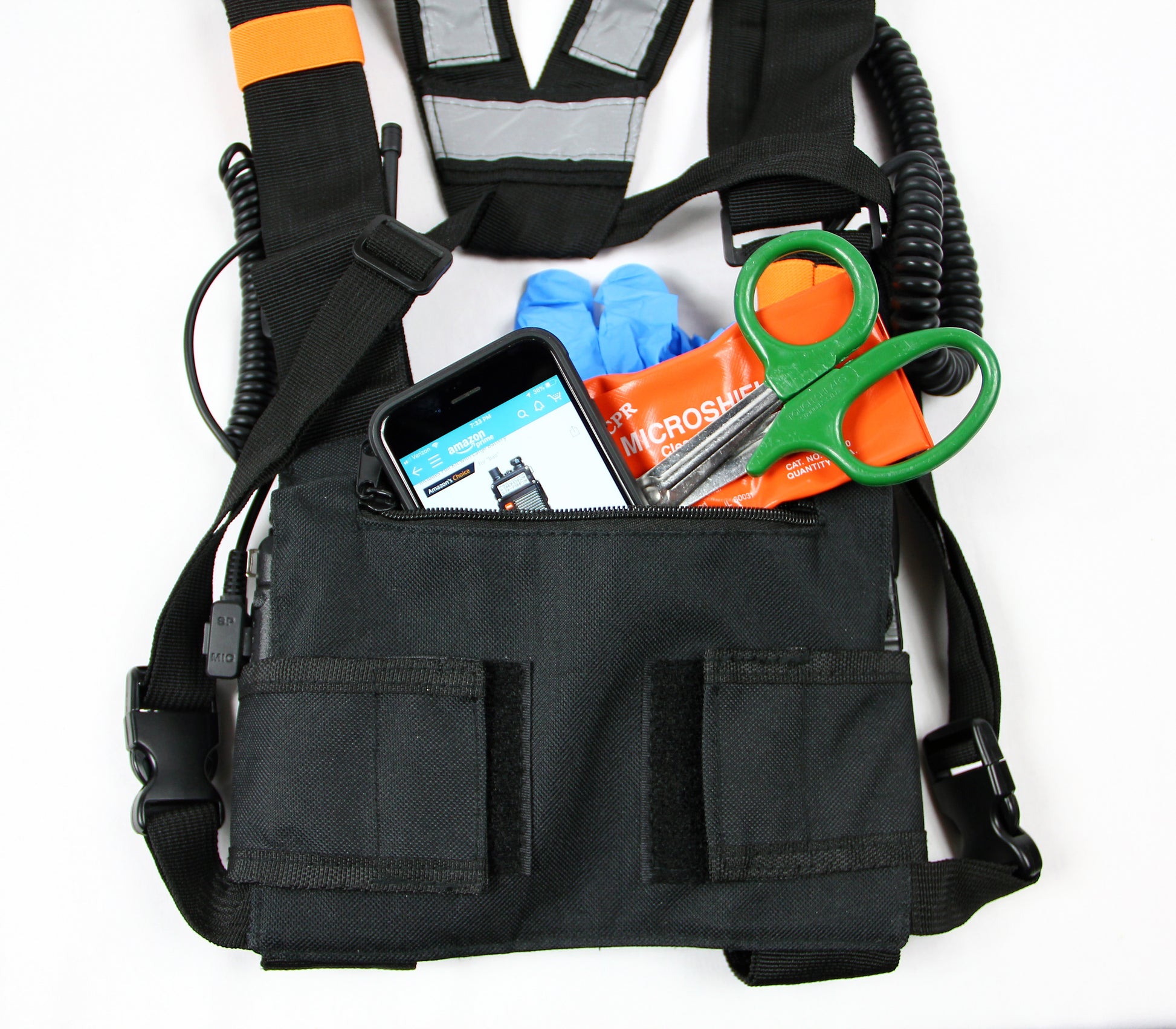 Black Radio Chest Harness 2 Pockets Oxford Cloth Adjustable Black Radio Chest Harness 2 Pockets Oxford Cloth Adjustable