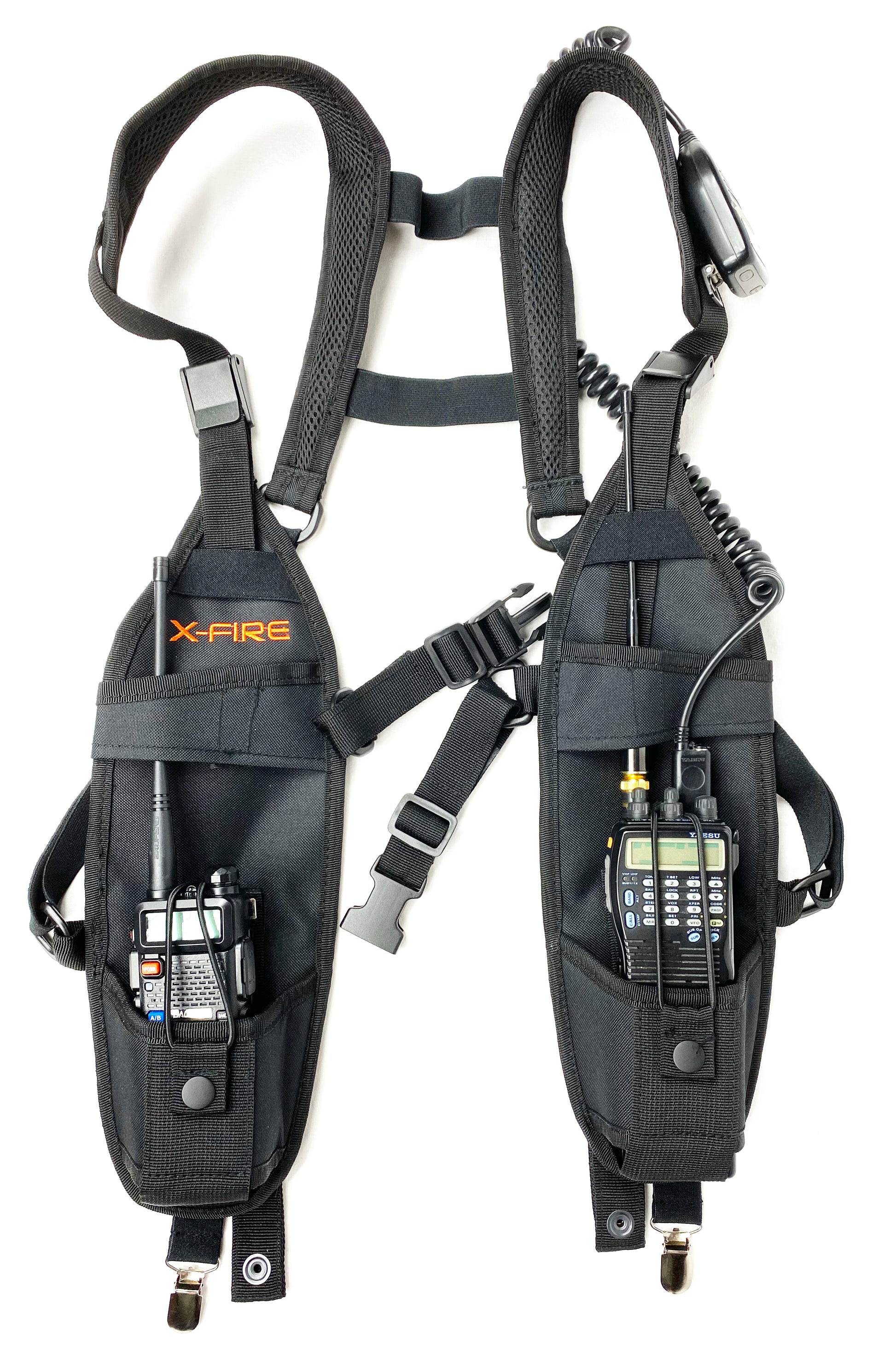 X-FIRE® Radio Vest Universal Holder Rig for Portable Two-Way Radios –